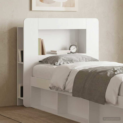 vidaXL Headboard Cabinet with Storage High Gloss White Engineered Wood