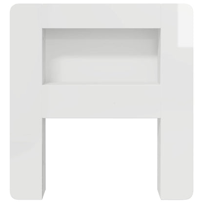 vidaXL Headboard Cabinet with Storage High Gloss White Engineered Wood