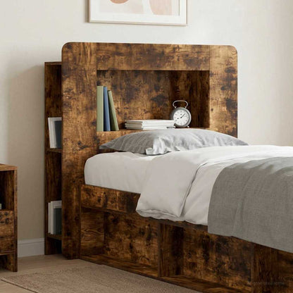 vidaXL Headboard Cabinet with Storage Smoked Oak Engineered Wood