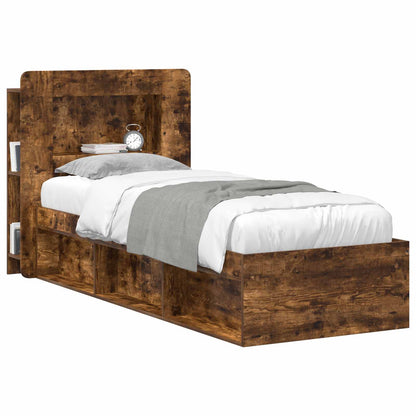 vidaXL Headboard Cabinet with Storage Smoked Oak Engineered Wood