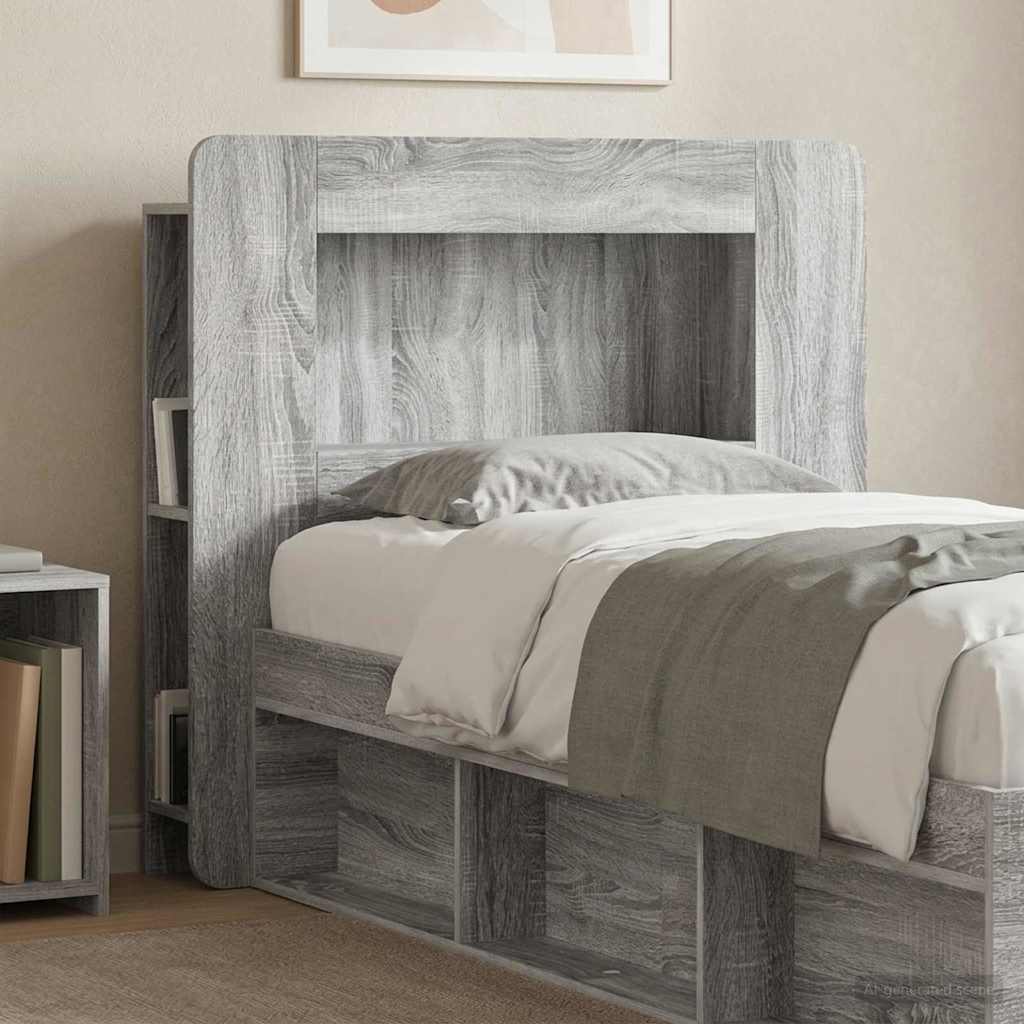 vidaXL Headboard Cabinet with Storage Grey Sonoma Engineered Wood