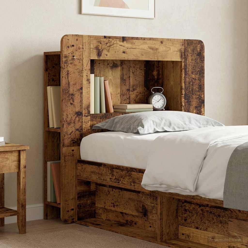 vidaXL Headboard Cabinet with Storage Old Wood Engineered Wood