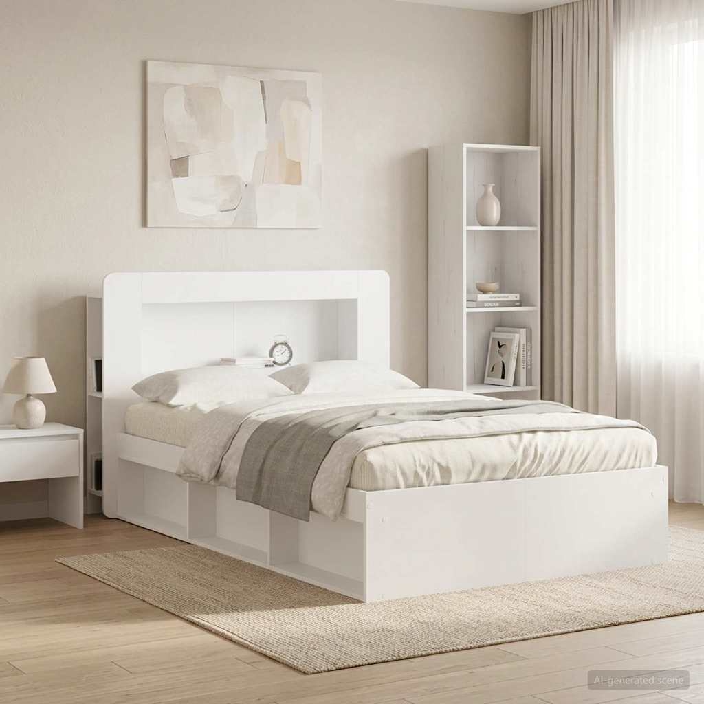 vidaXL Headboard Cabinet with Storage White Engineered Wood