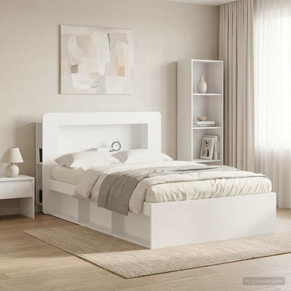 vidaXL Headboard Cabinet with Storage White Engineered Wood