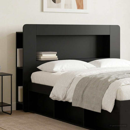 vidaXL Headboard Cabinet with Storage Black Engineered Wood