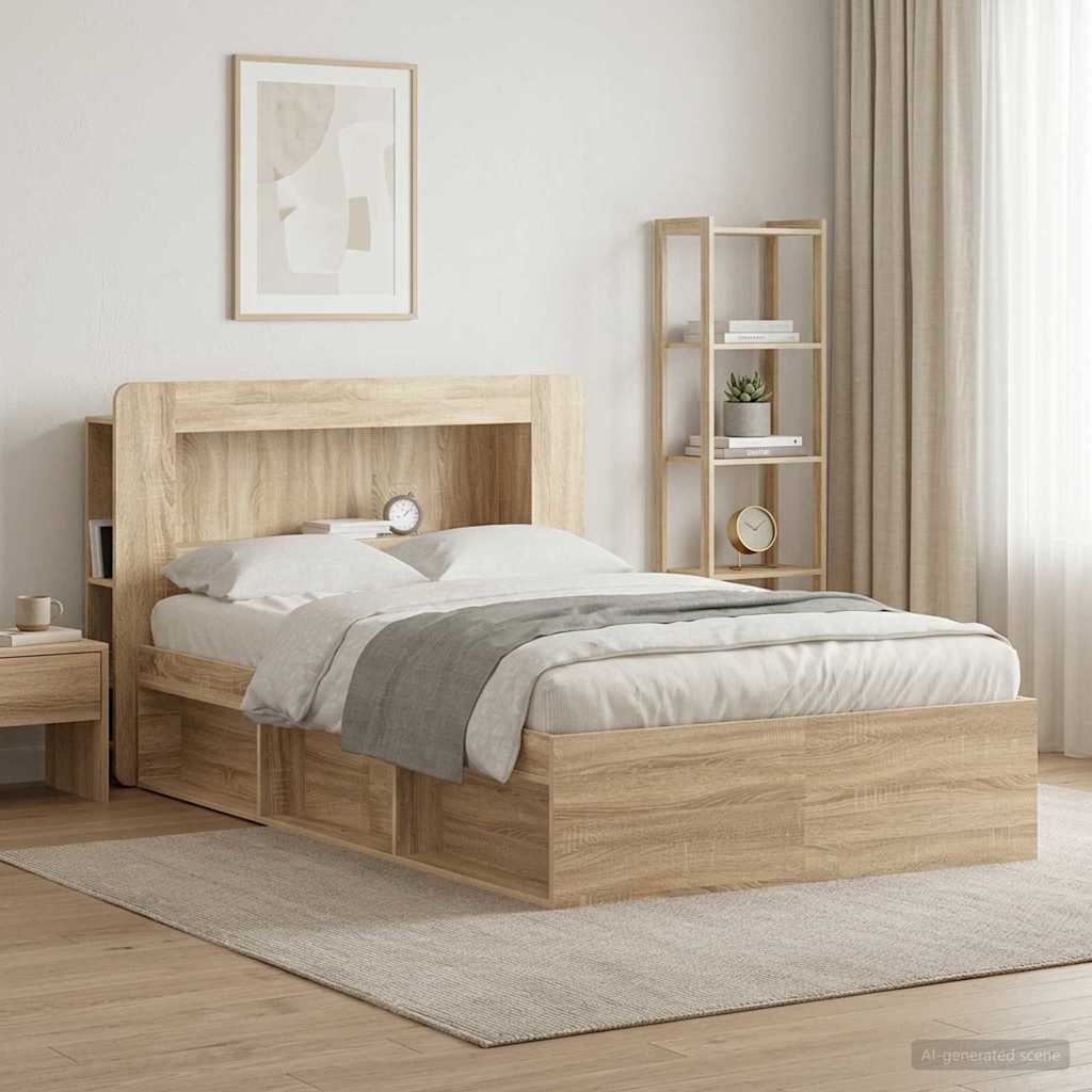 vidaXL Headboard Cabinet with Storage Sonoma Oak Engineered Wood