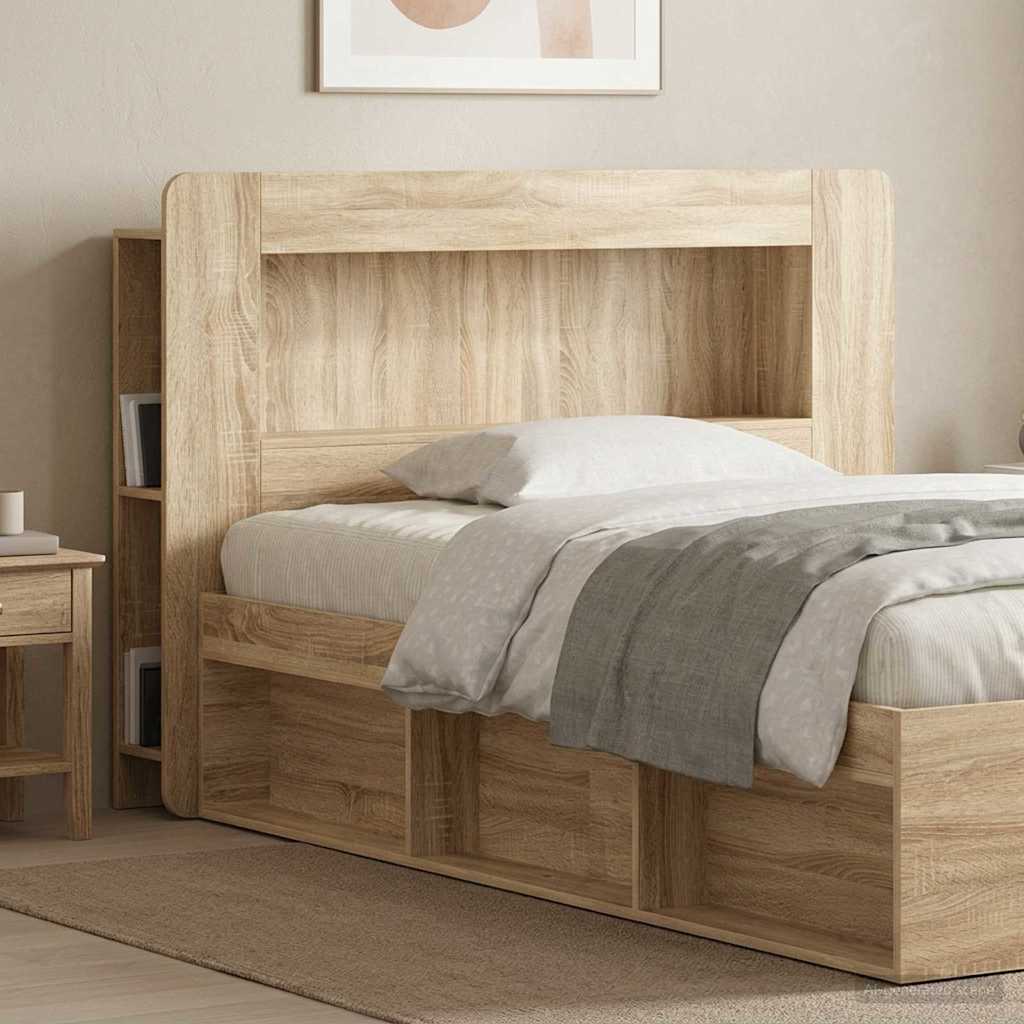 vidaXL Headboard Cabinet with Storage Sonoma Oak Engineered Wood