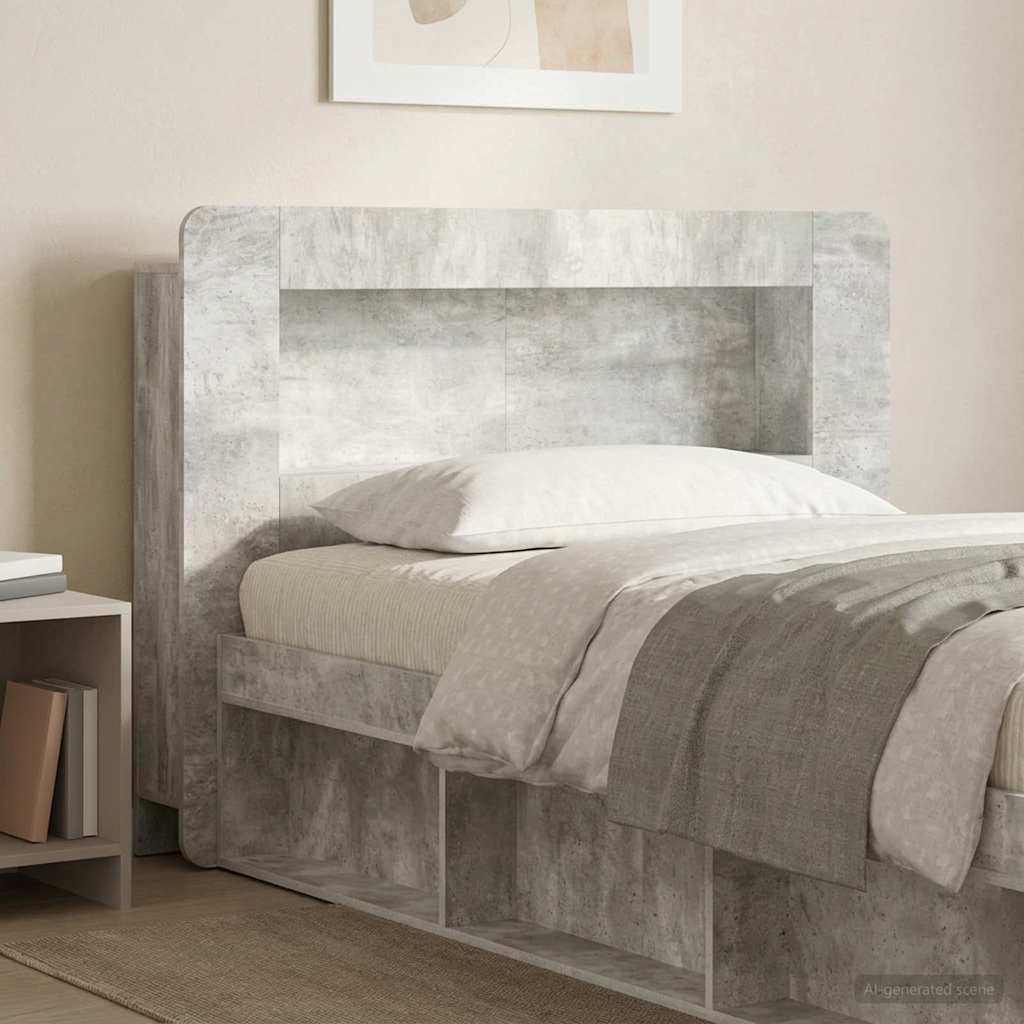 vidaXL Headboard Cabinet with Storage Concrete Grey Engineered Wood