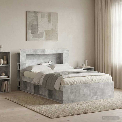 vidaXL Headboard Cabinet with Storage Concrete Grey Engineered Wood