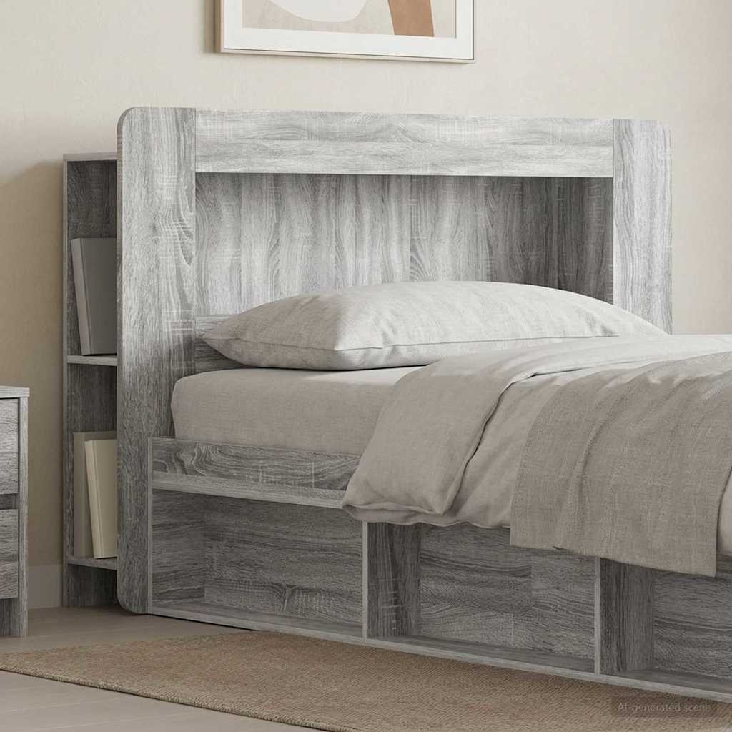vidaXL Headboard Cabinet with Storage Grey Sonoma Engineered Wood