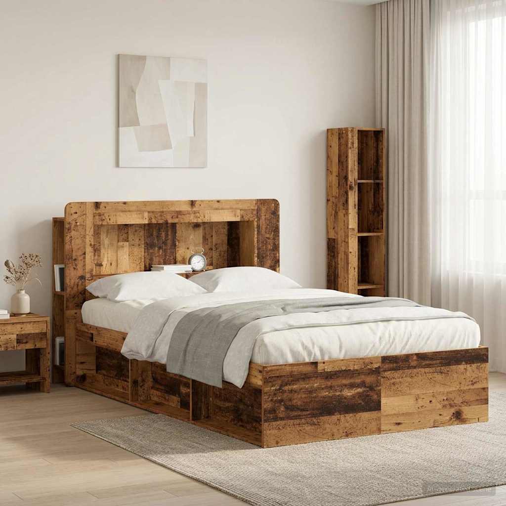 vidaXL Headboard Cabinet with Storage Old Wood Engineered Wood