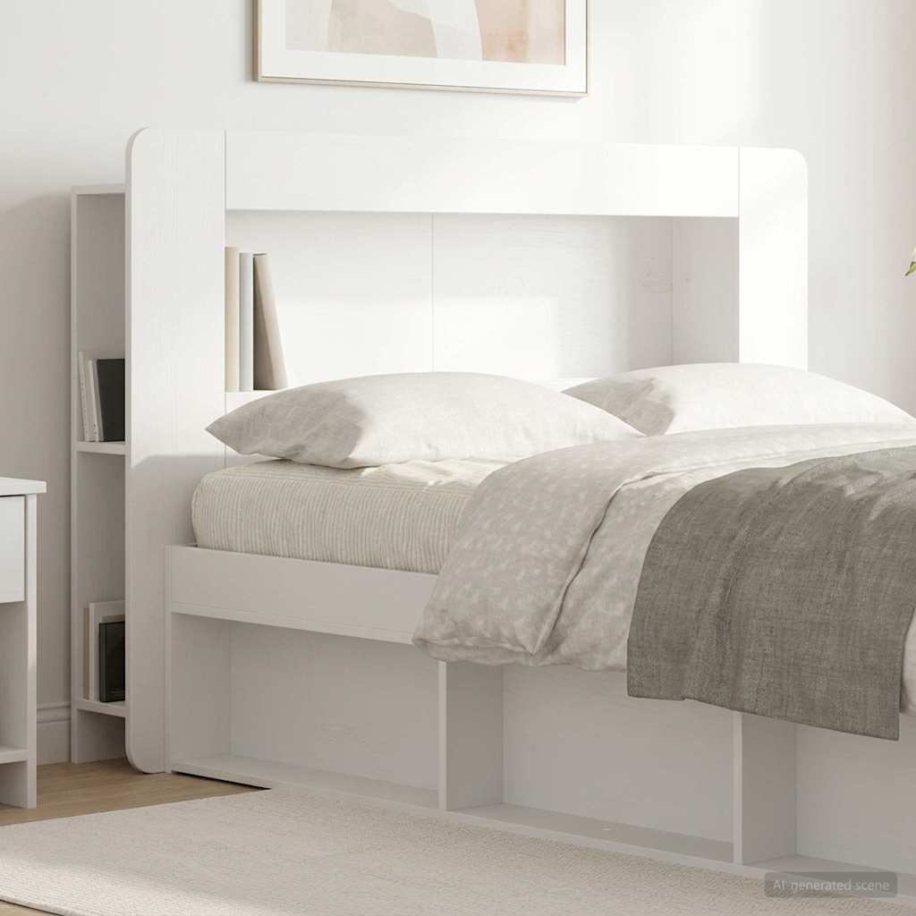 vidaXL Headboard Cabinet with Storage White Engineered Wood