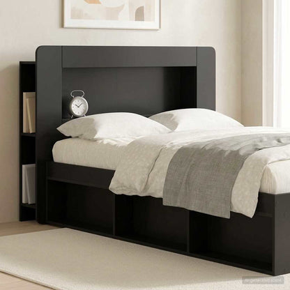 vidaXL Headboard Cabinet with Storage Black Engineered Wood