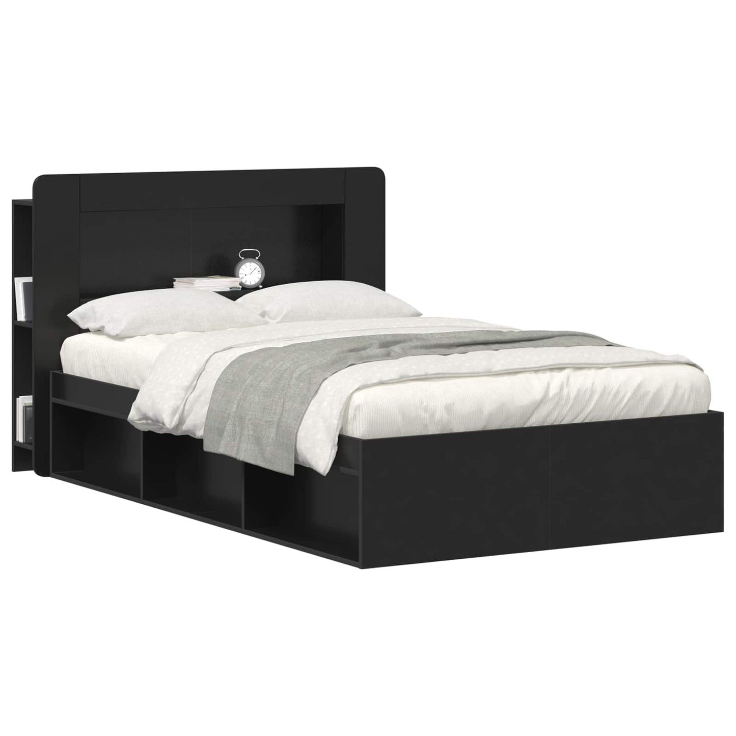 vidaXL Headboard Cabinet with Storage Black Engineered Wood