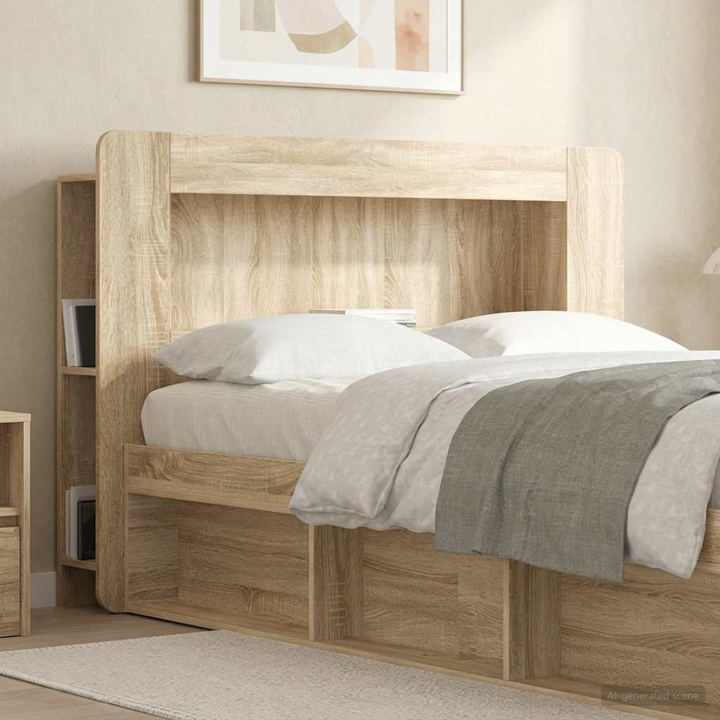 vidaXL Headboard Cabinet with Storage Sonoma Oak Engineered Wood