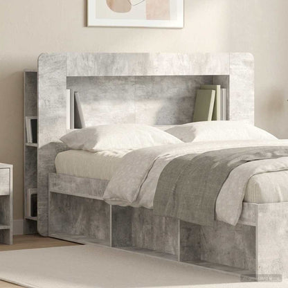 vidaXL Headboard Cabinet with Storage Concrete Grey Engineered Wood