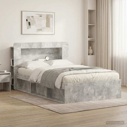 vidaXL Headboard Cabinet with Storage Concrete Grey Engineered Wood