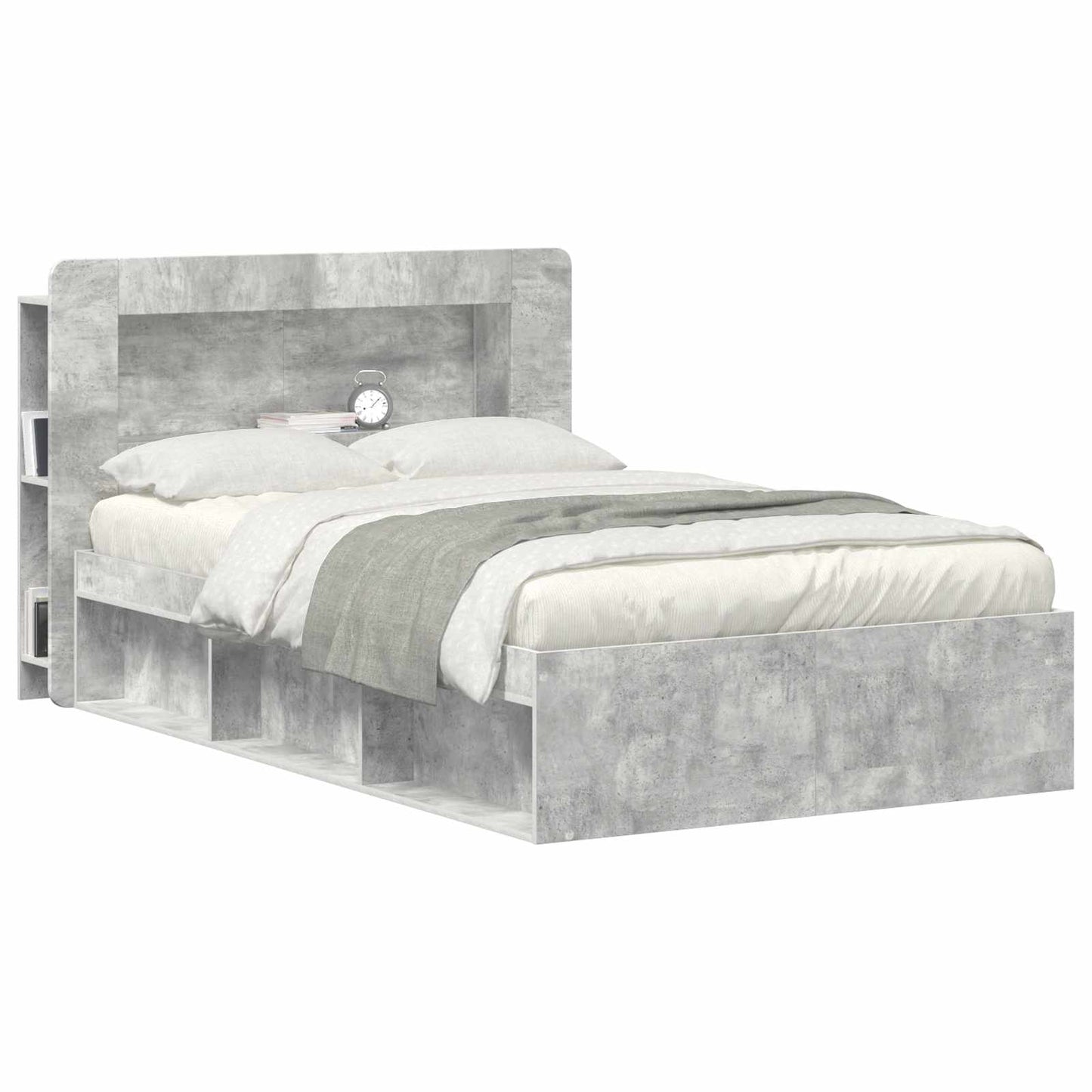 vidaXL Headboard Cabinet with Storage Concrete Grey Engineered Wood