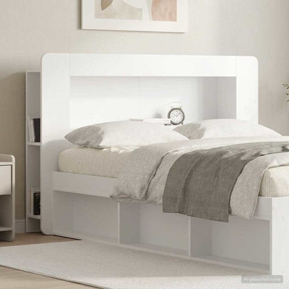 vidaXL Headboard Cabinet with Storage High Gloss White Engineered Wood