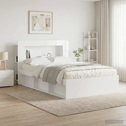 vidaXL Headboard Cabinet with Storage High Gloss White Engineered Wood