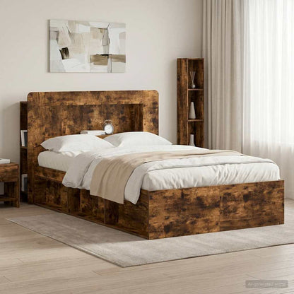 vidaXL Headboard Cabinet with Storage Smoked Oak Engineered Wood