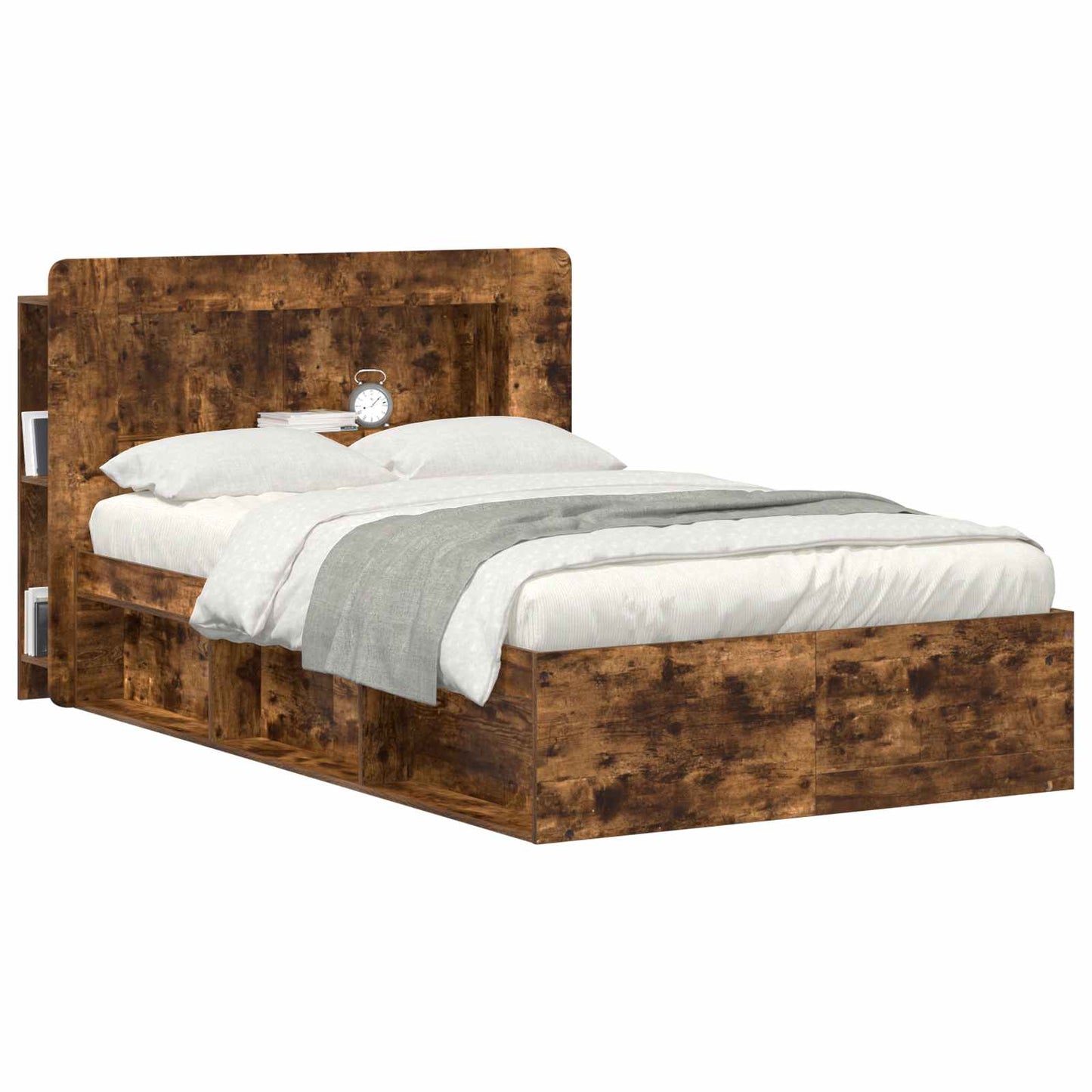 vidaXL Headboard Cabinet with Storage Smoked Oak Engineered Wood