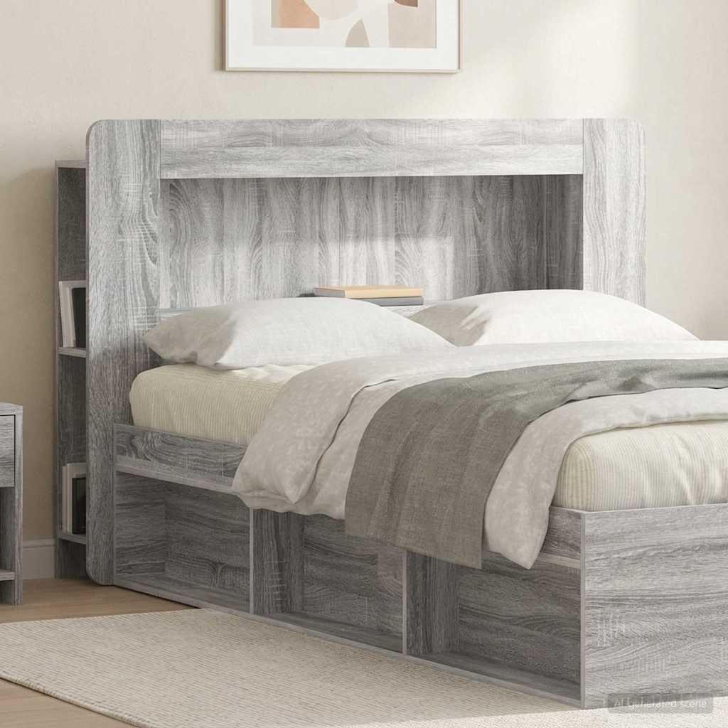 vidaXL Headboard Cabinet with Storage Grey Sonoma Engineered Wood