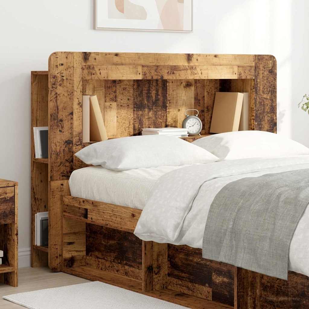 vidaXL Headboard Cabinet with Storage Old Wood Engineered Wood