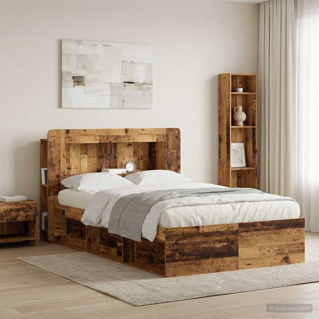 vidaXL Headboard Cabinet with Storage Old Wood Engineered Wood