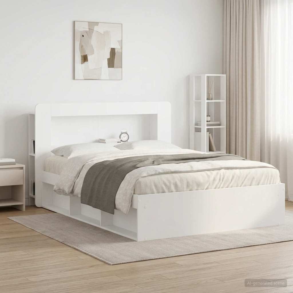 vidaXL Headboard Cabinet with Storage White Engineered Wood