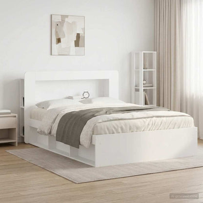 vidaXL Headboard Cabinet with Storage White Engineered Wood