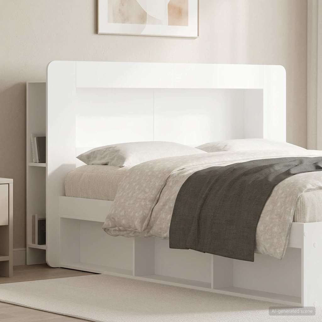 vidaXL Headboard Cabinet with Storage White Engineered Wood