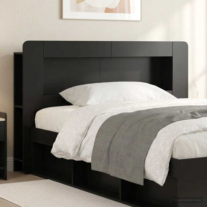 vidaXL Headboard Cabinet with Storage Black Engineered Wood