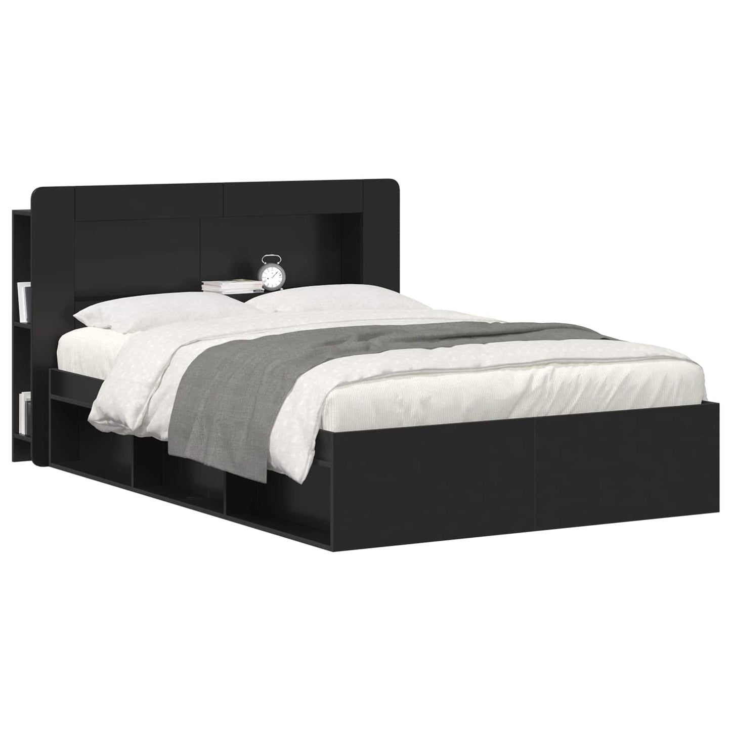 vidaXL Headboard Cabinet with Storage Black Engineered Wood