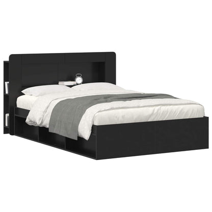 vidaXL Headboard Cabinet with Storage Black Engineered Wood