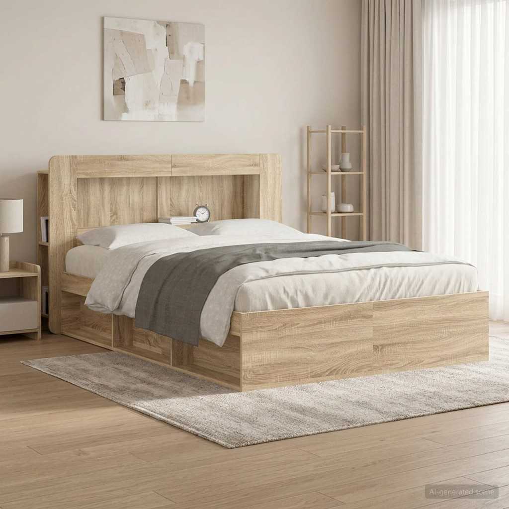 vidaXL Headboard Cabinet with Storage Sonoma Oak Engineered Wood