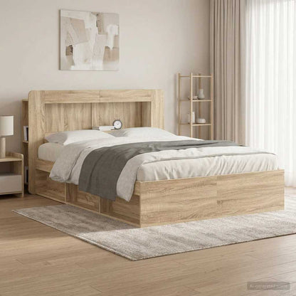 vidaXL Headboard Cabinet with Storage Sonoma Oak Engineered Wood