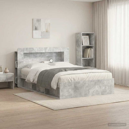 vidaXL Headboard Cabinet with Storage Concrete Grey Engineered Wood