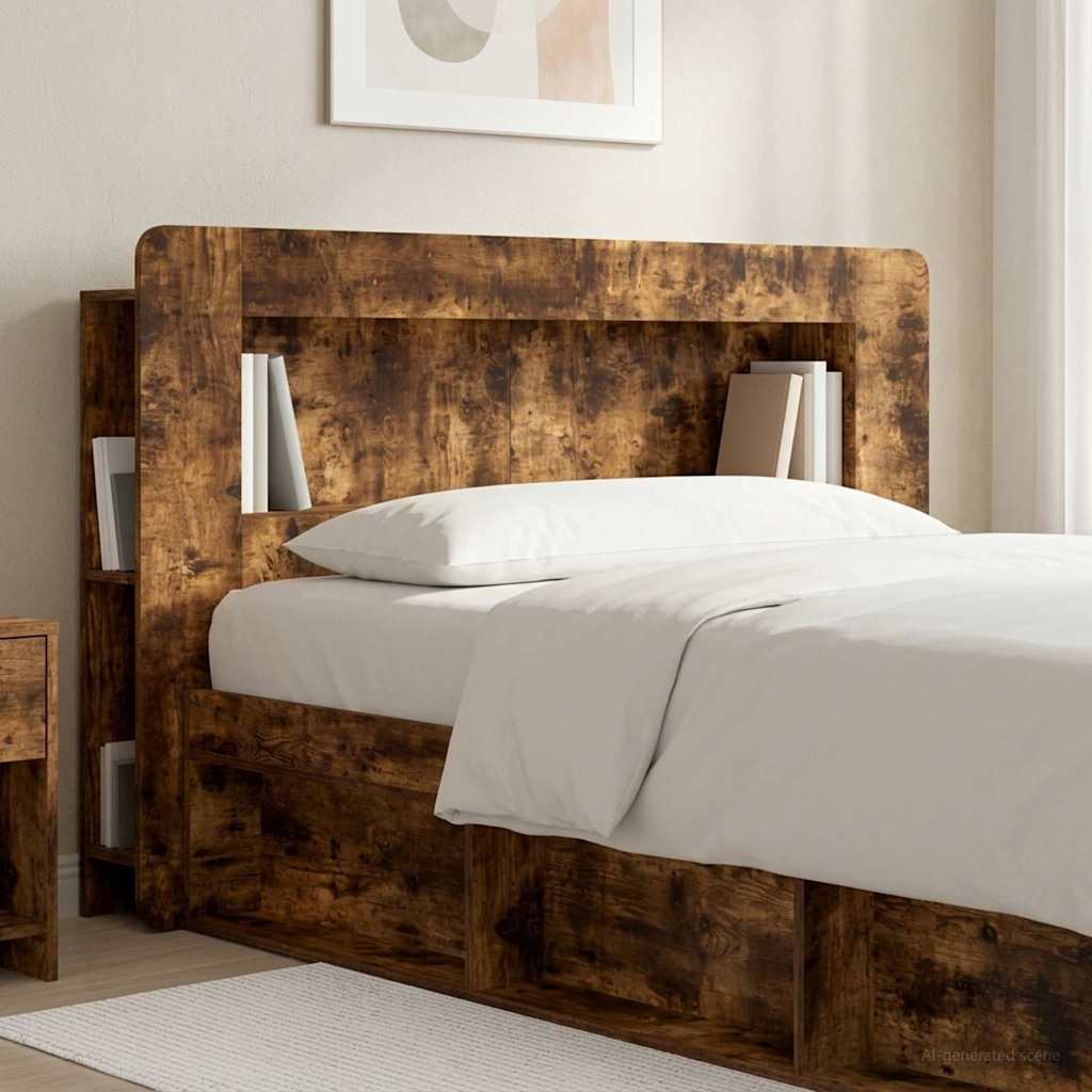 vidaXL Headboard Cabinet with Storage Smoked Oak Engineered Wood