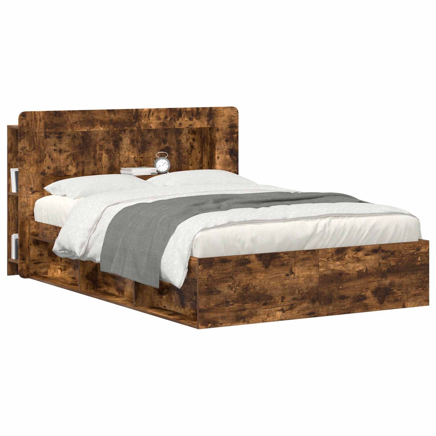 vidaXL Headboard Cabinet with Storage Smoked Oak Engineered Wood