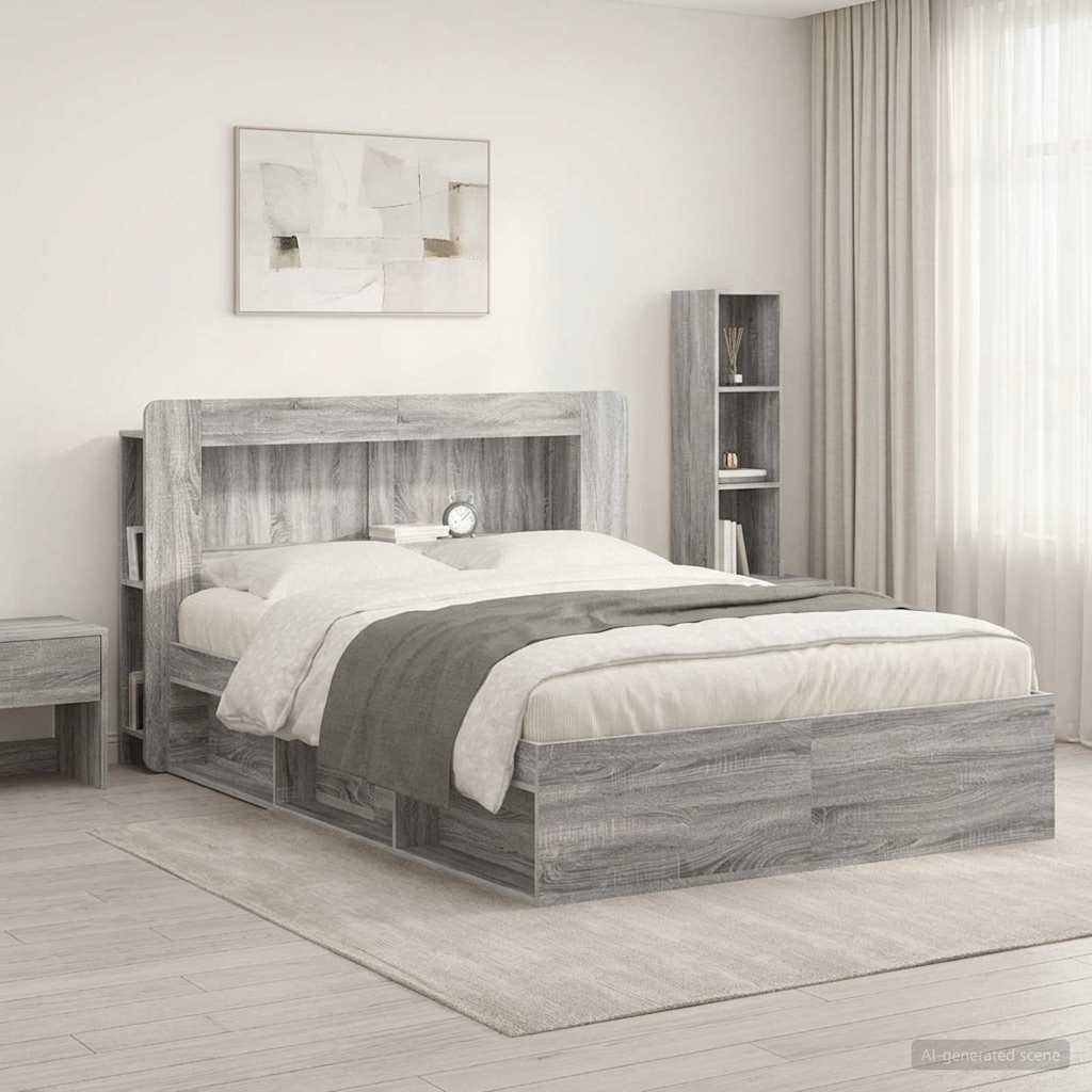 vidaXL Headboard Cabinet with Storage Grey Sonoma Engineered Wood
