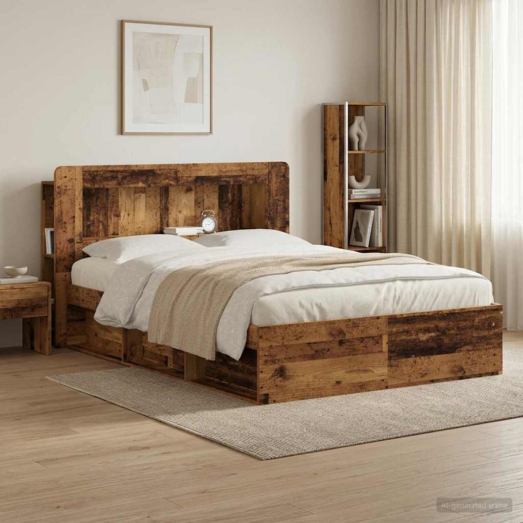 vidaXL Headboard Cabinet with Storage Old Wood Engineered Wood