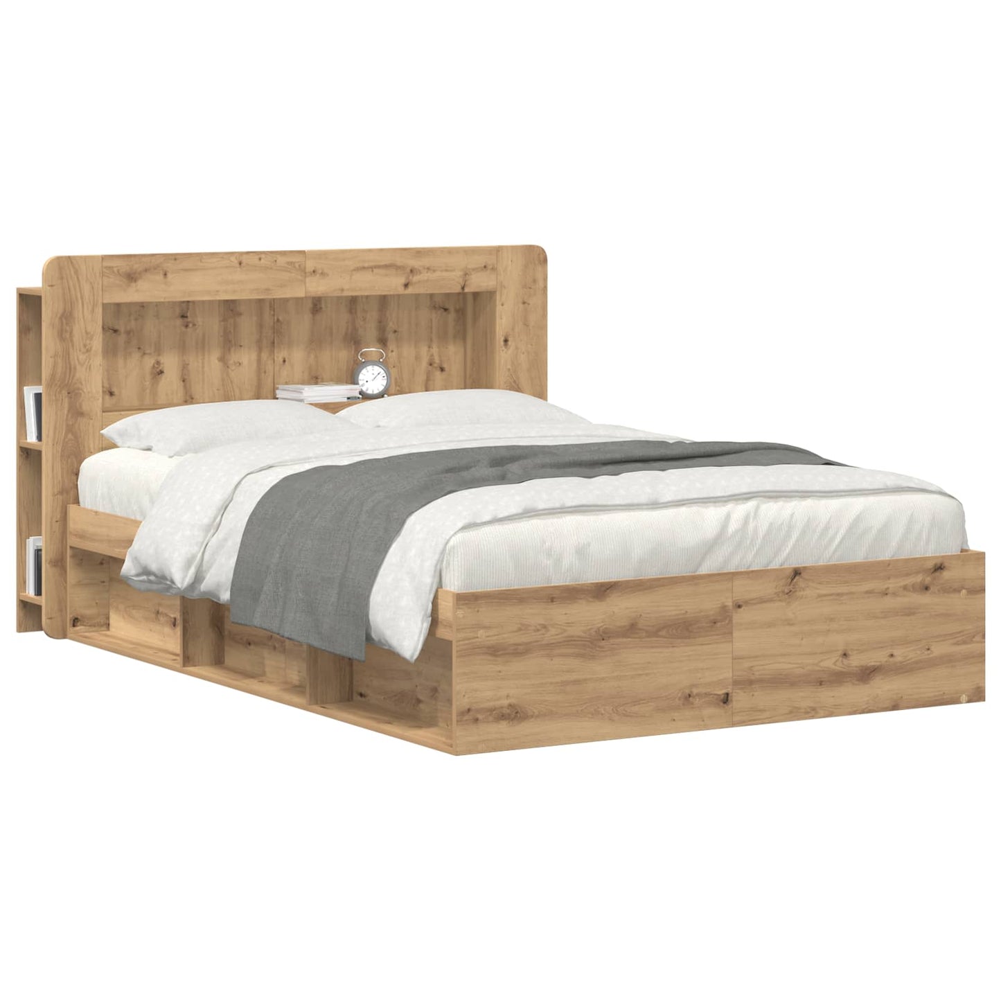 vidaXL Headboard Cabinet with Storage Artisan Oak Engineered Wood