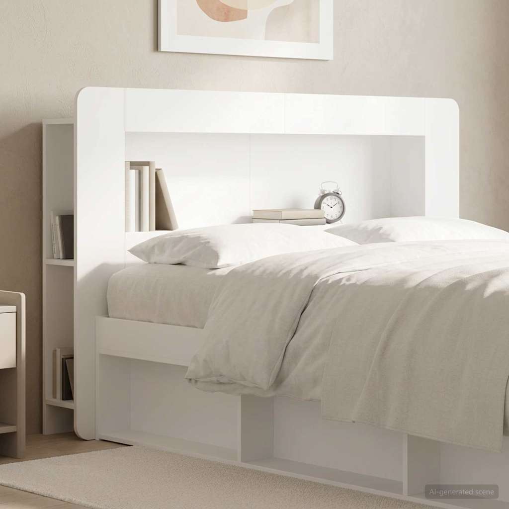 vidaXL Headboard Cabinet with Storage White Engineered Wood