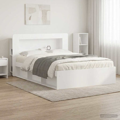 vidaXL Headboard Cabinet with Storage White Engineered Wood