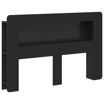 vidaXL Headboard Cabinet with Storage Black Engineered Wood