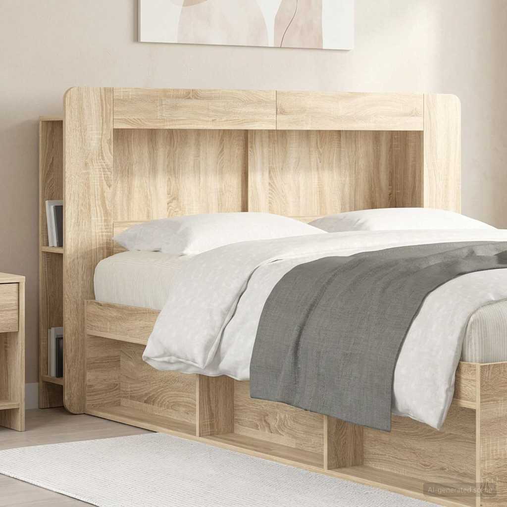 vidaXL Headboard Cabinet with Storage Sonoma Oak Engineered Wood