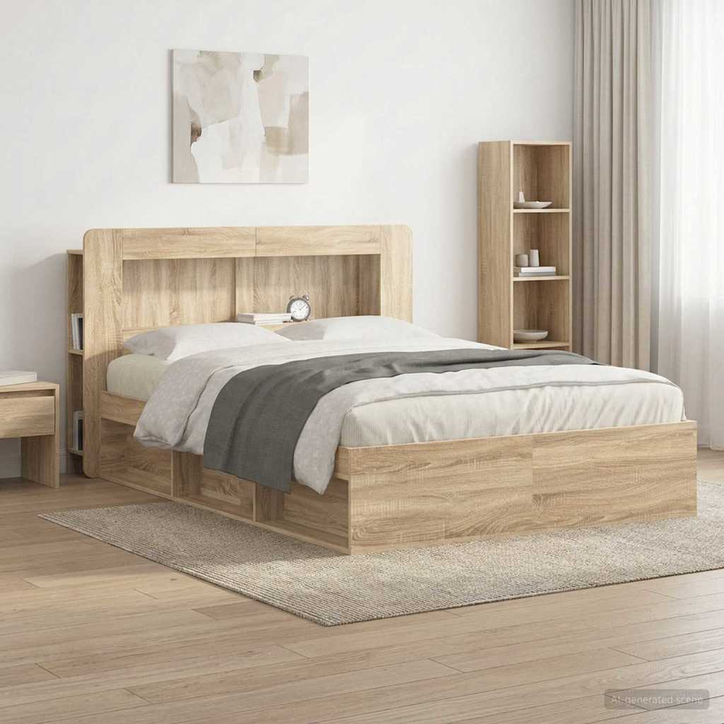 vidaXL Headboard Cabinet with Storage Sonoma Oak Engineered Wood