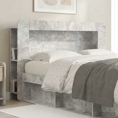 vidaXL Headboard Cabinet with Storage Concrete Grey Engineered Wood