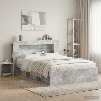 vidaXL Headboard Cabinet with Storage Concrete Grey Engineered Wood